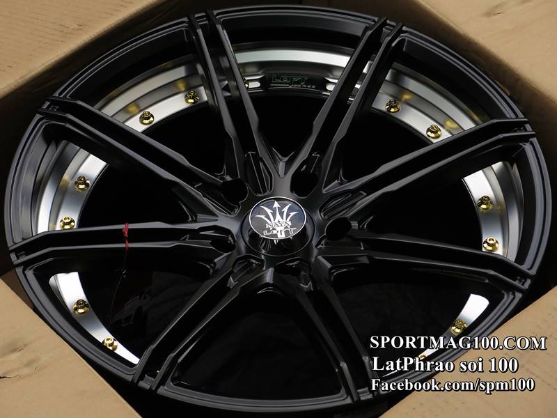 ล้อแม็ก ล้อแม็ก NAYA RIKA 5รู100 ET32 ดำด้านอันเดอร์คัตหมุดทอง กว้าง8 ขอบ18นื้ว