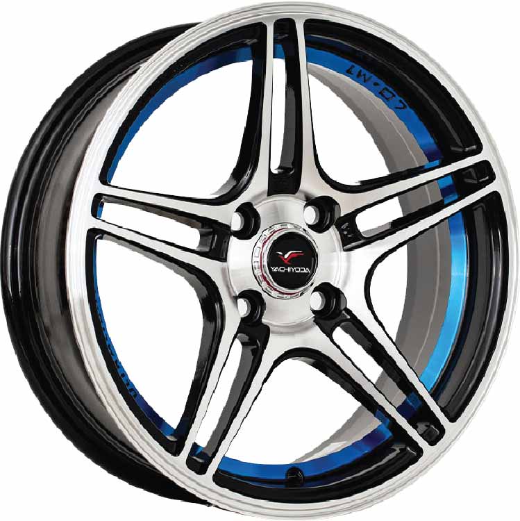 ล้อแม็ก ล้อแม็ก Yachiyoda LW07 4รู100 ET35 ดำหน้าเงาคัตน้ำเงิน กว้าง7.5 ขอบ17นิ้ว 