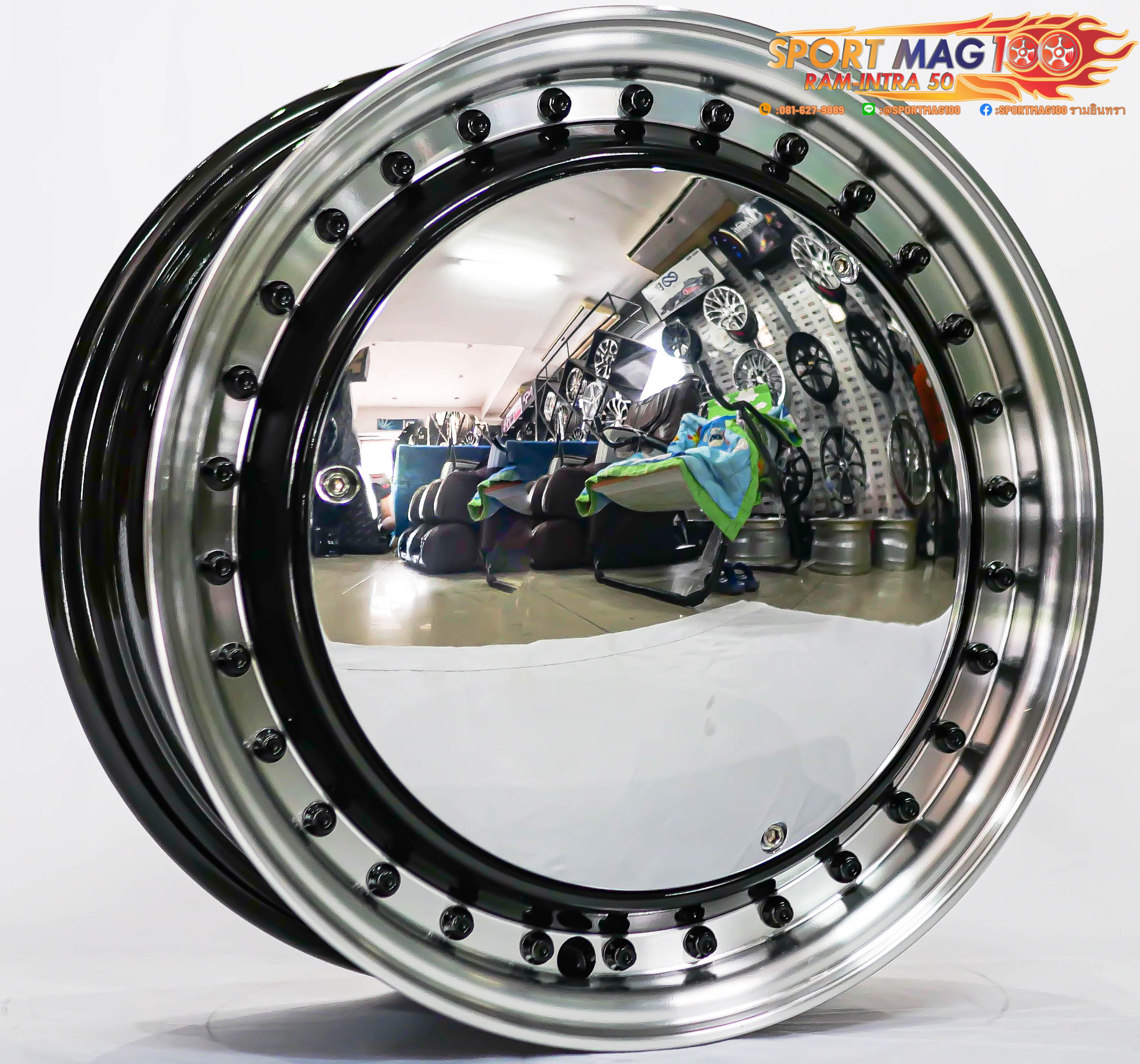 ล้อแม็ก ล้อแม็กใหม่ RET Rew024 4รู100/114 ET35 ขอบเงาหมุดดำ 5.5-14นิ้ว 