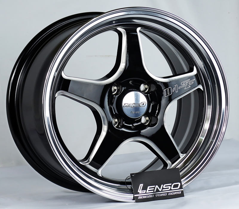 ล้อแม็ก ล้อแม็กแท้เบา Lenso D1SF 4รู100 ดำขอบเงา 7-15นิ้ว