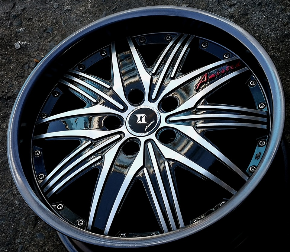 ล้อแม็ก ล้อแม็กมือสอง Tam Amisted 5รู114 ET42 ดำหน้าปัดทรายขอบเทาหยอดแดง 8-18นิ้ว(รามอินทรา) 