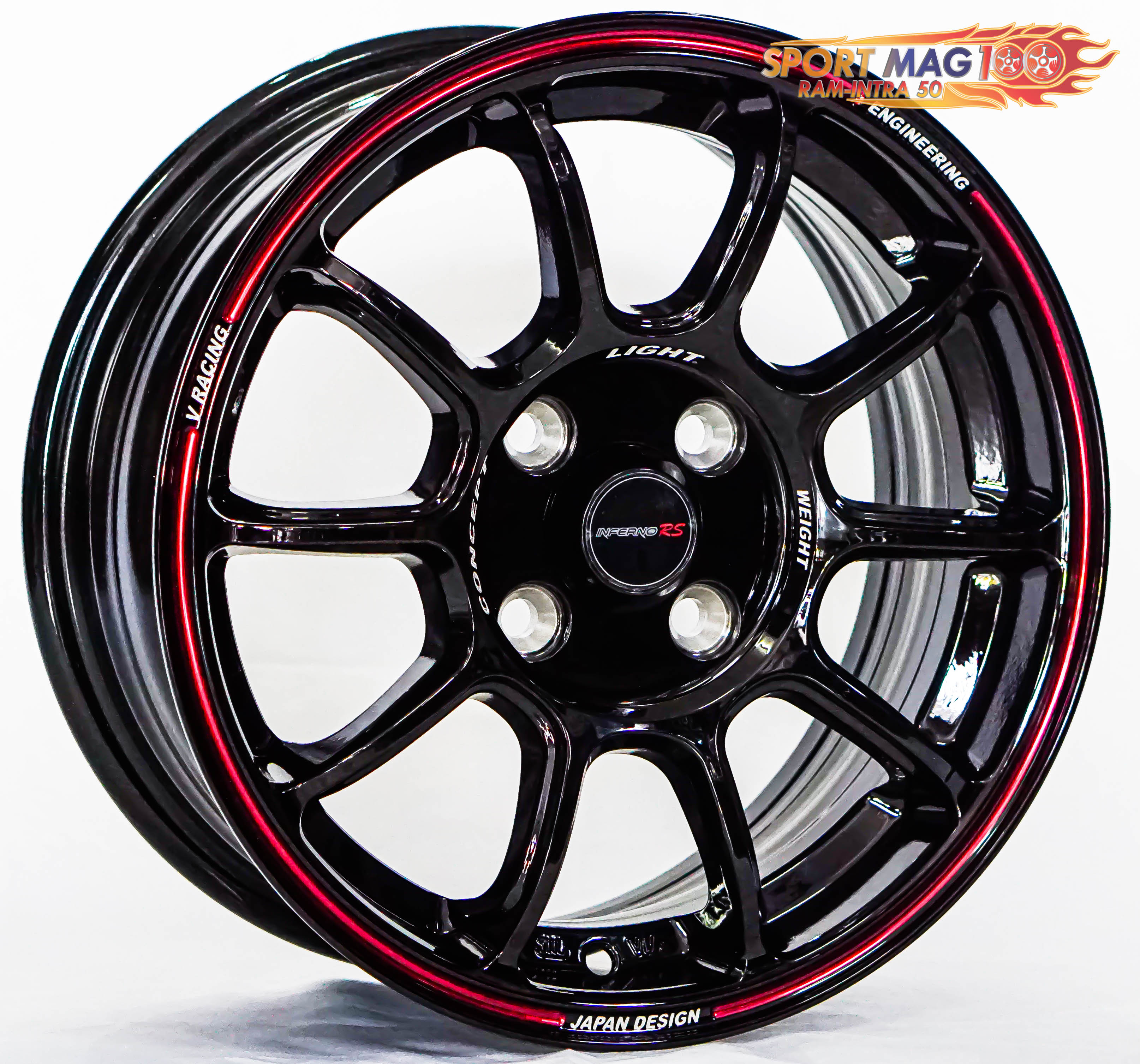 ล้อแม็ก ล้อแม็ก Inferno ZE40 4รู100 ET35 ดำขอบแดง กว้าง6 ขอบ14นิ้ว 