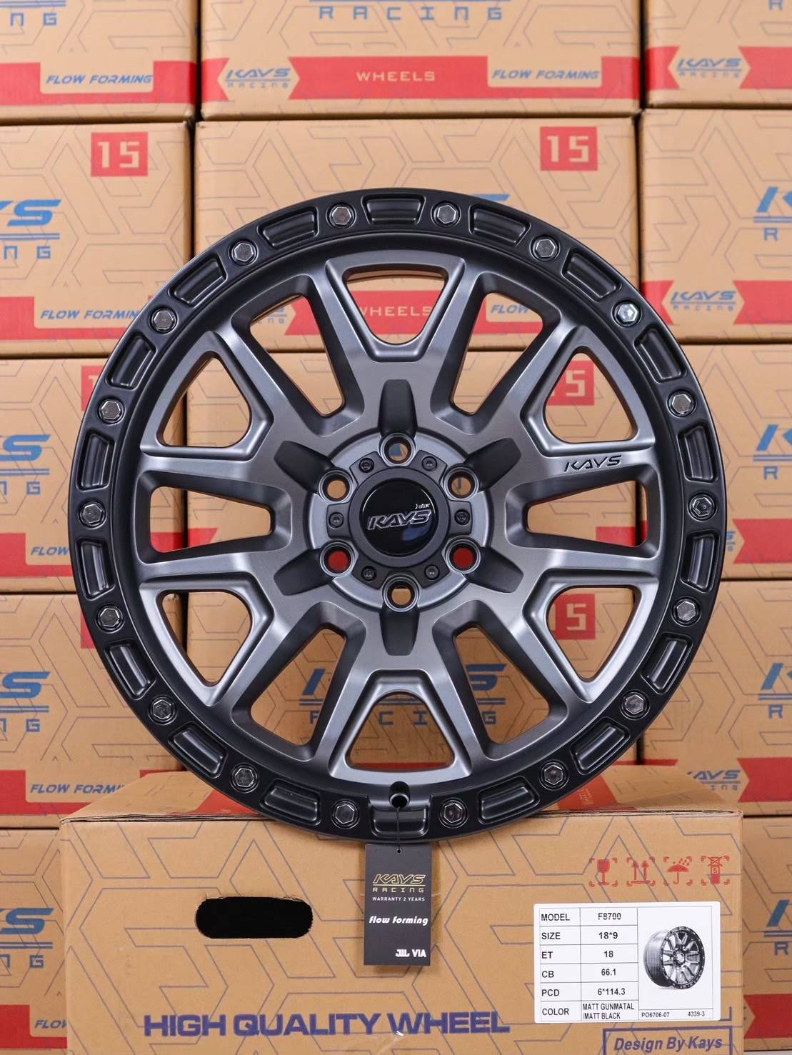 ล้อแม็ก ล้อแม็ก Mavel 6รู114.3 ET18 เทาขอบดำ กว้าง9-18นิ้ว(นาวาร่า)