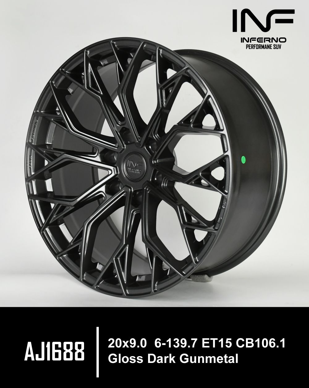 ล้อแม็ก ล้อแม็กใหม่เบา FlowForming Inferno AJ1688 6รู139 ET15 ดาร์คกัน 9-20นิ้ว