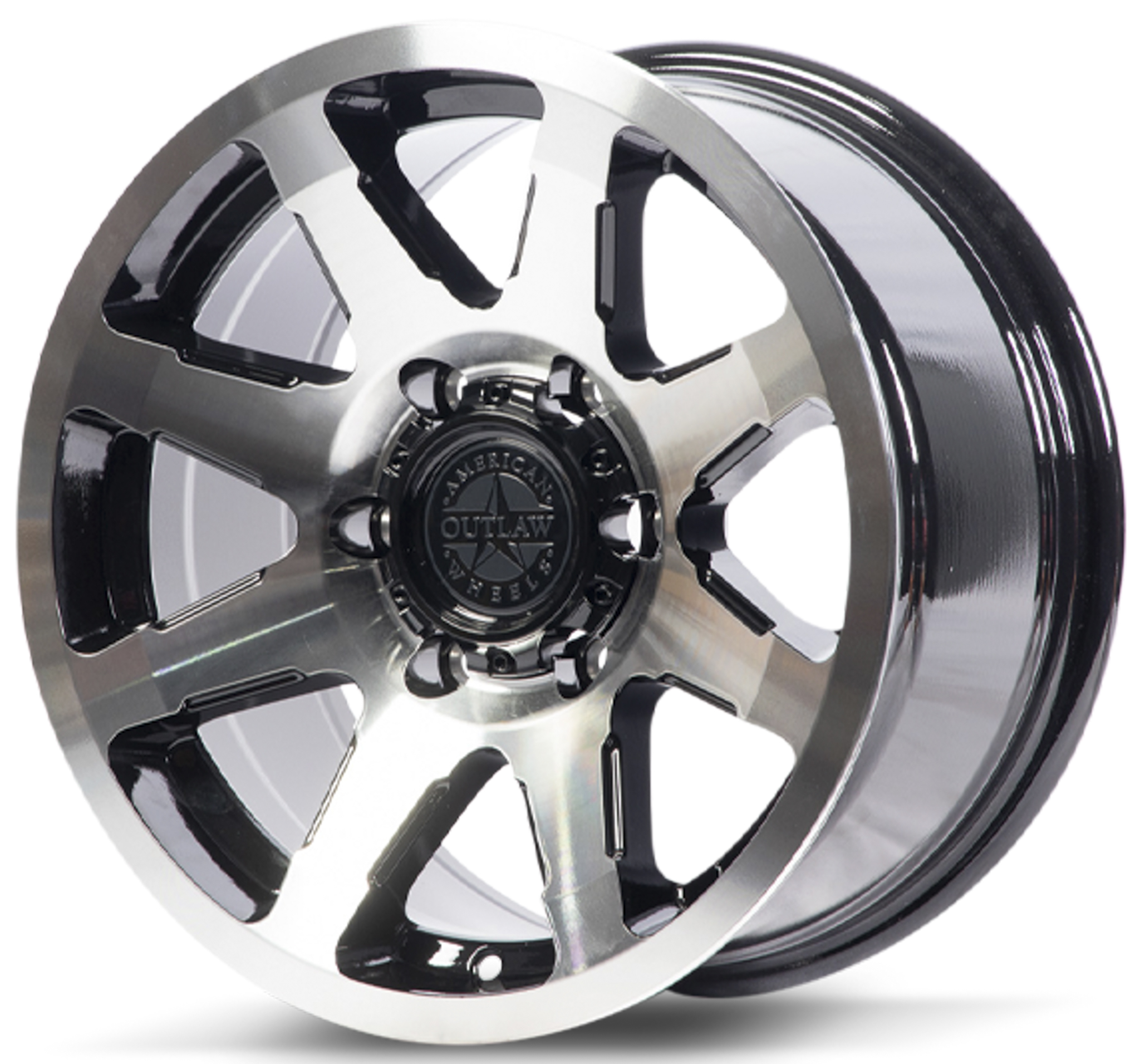ล้อแม็ก ล้อแม็กใหม่ AMERICAN OUTLAW LEGACY 6รู139 ET18 ดำกลึงหน้าเงา 9-18นิ้ว
