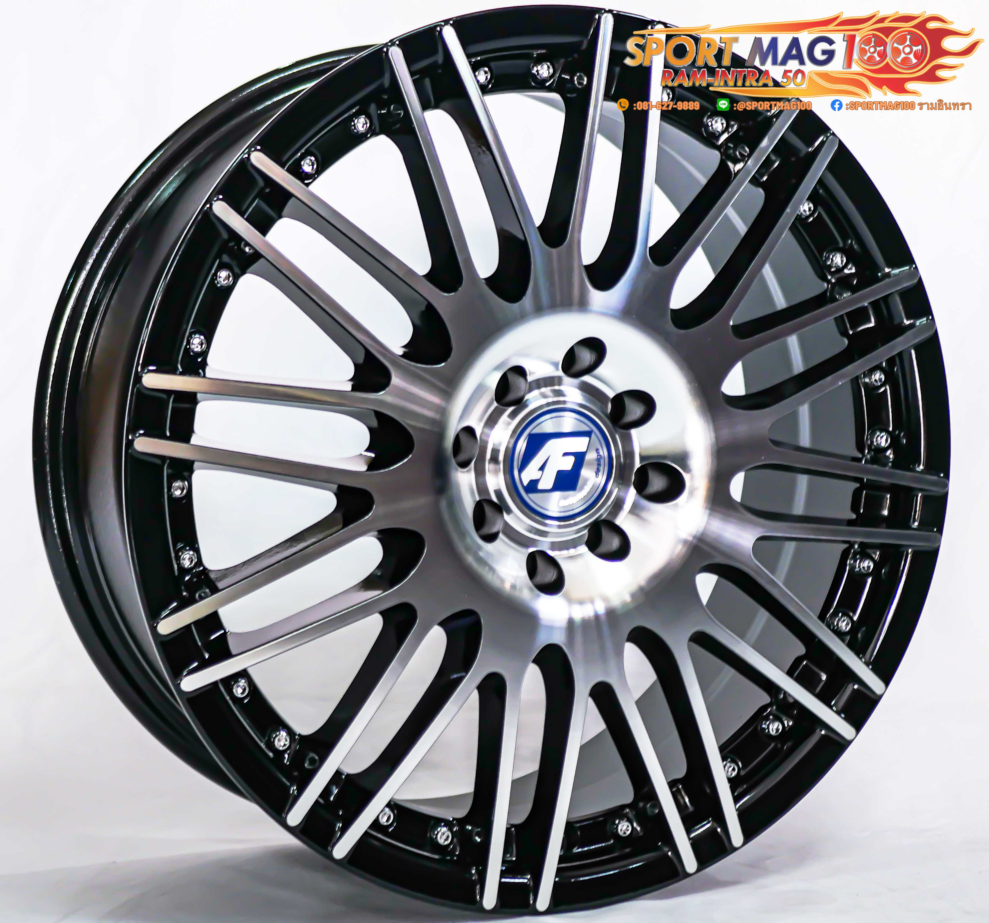 ล้อแม็ก ล้อแม็กใหม่ AF P1118 4รู100/114 ET42 สีดำหน้าเงา 7-17นิ้ว