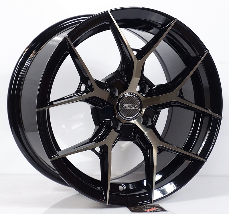 ล้อแม็ก ล้อแม็กใหม่ SSW S385 4รู100 ET35 ดำหน้าชา 7-15นิ้ว