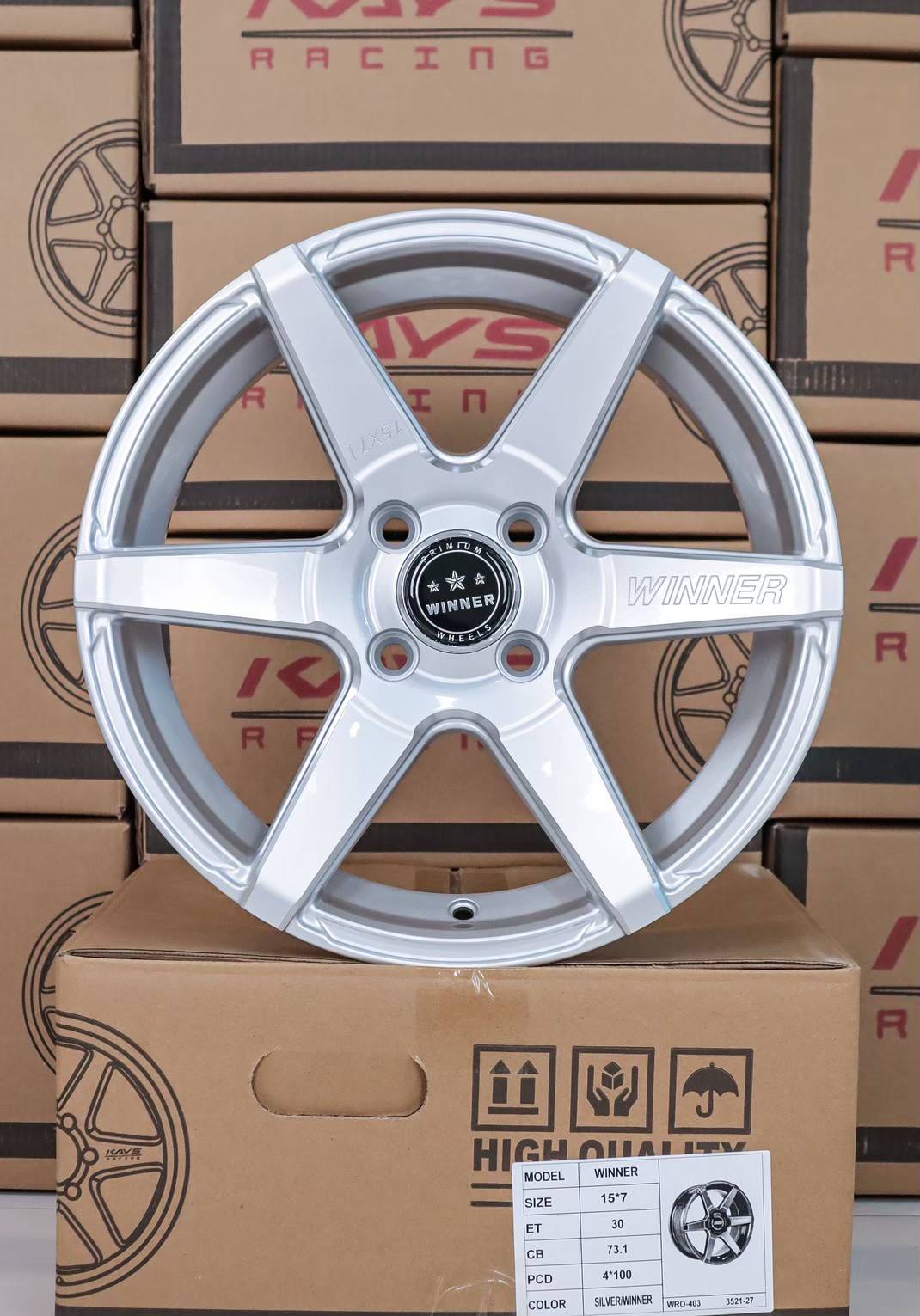 ล้อแม็ก ล้อแม็ก Winner S1 4รู100 ET30 สีขาว กว้าง7 ขอบ15นิ้ว