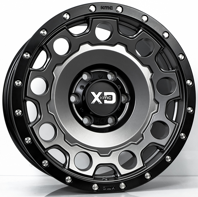 ล้อแม็ก ล้อแม็ก KMC XD129 ขอบ 18 กว้าง 9นิ้ว 6รู139.7 Offset18 สีเทาด้านขอบดำหมุดรอบ