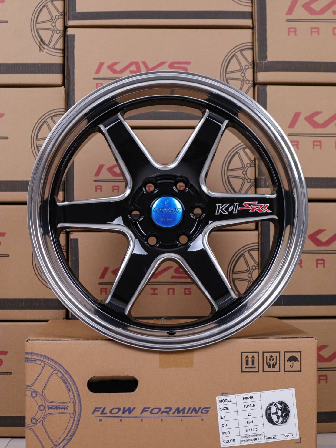 ล้อแม็ก  ล้อแม็ก K1 6รู114.3 ET25 ดำมิลลิ่ง กว้าง8.5 ขอบ18นิ้ว(นาวาร่า) 
