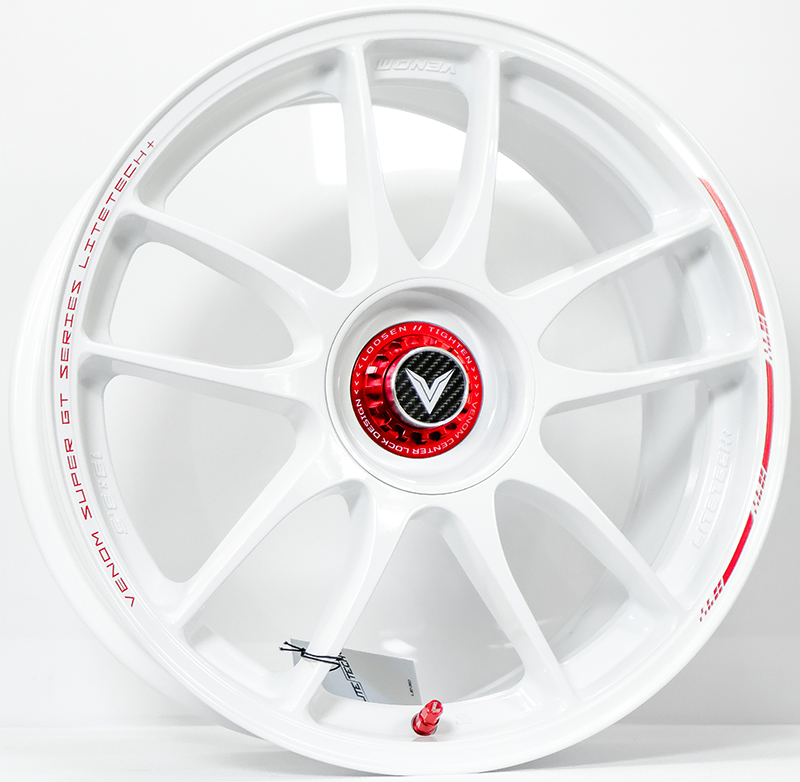 ล้อแม็ก ล้อแม็ก Lenso VNK Venom Litetech+ FlowForming ขอบ18นิ้ว กว้าง 8.5นิ้ว 5รู114.3 Offset35 สีขาวPadRed