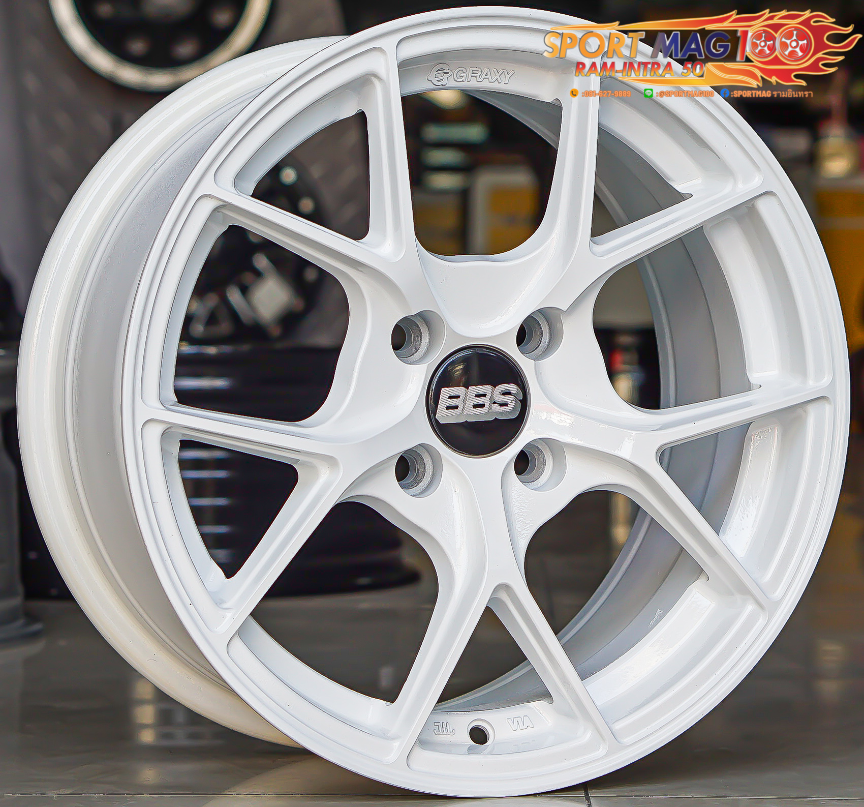ล้อแม็ก ล้อมือสอง Graxy CIR ขอบ15นิ้ว กว้าง6.5นิ้ว 4รู100 Offset35 สีขาว (รามอินทรา)
