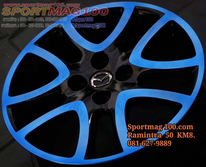 ล้อแม็ก แม็กซ์ Modify New Mazda2 ดำเงาหน้าน้ำเงินแก้ว 16นิ้ว