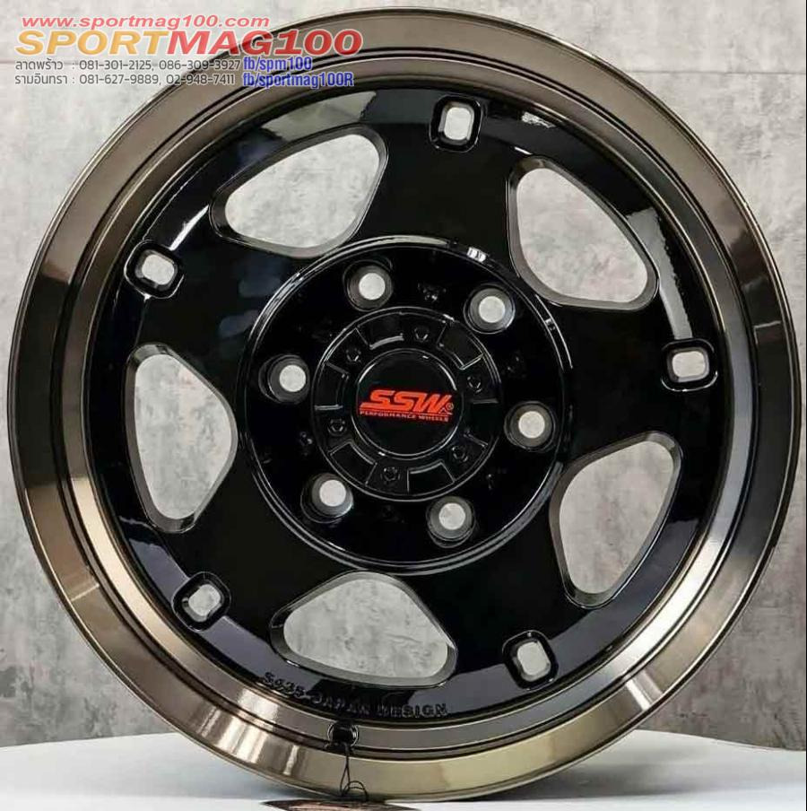 ล้อแม็ก SSW S435 6รู139 ET25 ดำขอบชา กว้าง8 ขอบ16นิ้ว 