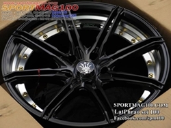 ล้อแม็ก NAYA RIKA 5รู100 ET32 ดำด้านอันเดอร์คัตหมุดทอง กว้าง8 ขอบ18นื้ว