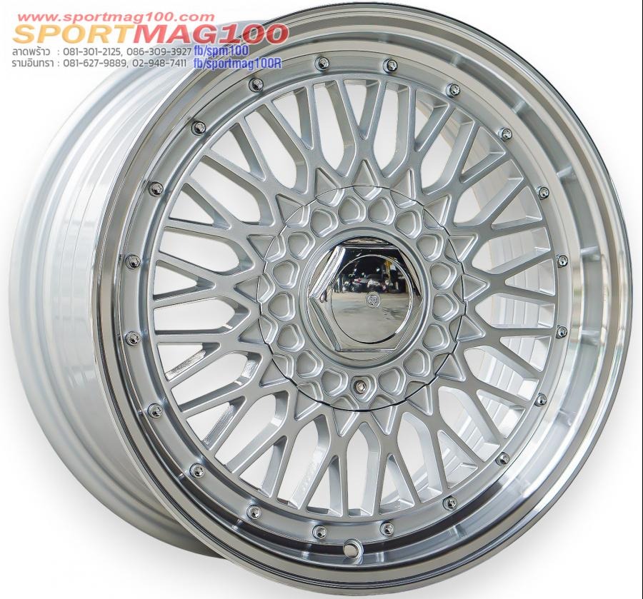 ล้อแม็กลาย BBS RS 4รู100/114 ET35 ซิลเวอร์หมุดเงิน กว้าง 6.5 ขอบ15นิ้ว