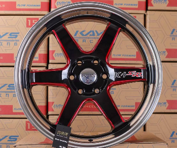  ล้อแม็ก K1 6รู114.3 ET25 ดำมิลลิ่งแดง กว้าง8.5 ขอบ18นิ้ว(นาวาร่า)