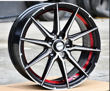ล้อแม็ก Inferno 0868 4รู100  ดำหน้าเงาคัตแดง กว้าง7 ขอบ16นิ้ว