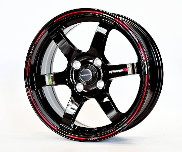 ล้อแม็ก INFERNO TE37 4รู100 ET35 ดำขอบแดง กว้าง 6.5 ขอบ15นิ้ว 