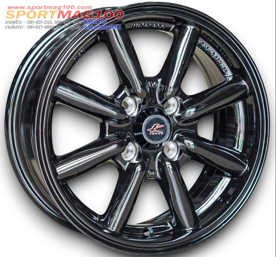 ล้อแม็ก Kspeed Watanabe ขอบ14นิ้ว กว้าง6นิ้ว 4รู100 ET30 สีดำเงา 