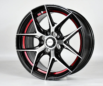 ล้อแม็ก Inferno JK5040 4รู100 ET35 ดำหน้าเงาคัตแดง กว้าง7 ขอบ15นิ้ว 
