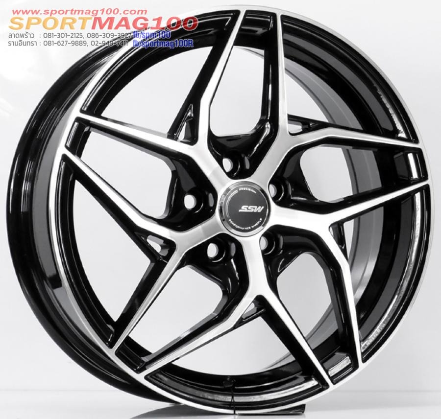 ล้อแม็ก SSW S369 ขอบ 16 กว้าง 6.5นิ้ว 5รู100 Offset38 สีดำหน้าเงา