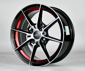 ล้อแม็ก Inferno AJL01 4รู100 ET40 ดำหน้าเงาคัตแดง กว้าง6.5 ขอบ15นิ้ว