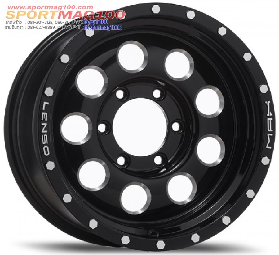 ล้อแม็ก Lenso MAX6 ขอบ 16 กว้าง 9นิ้ว 6รู139 Offset0 สีดำเงาหมุดเงิน
