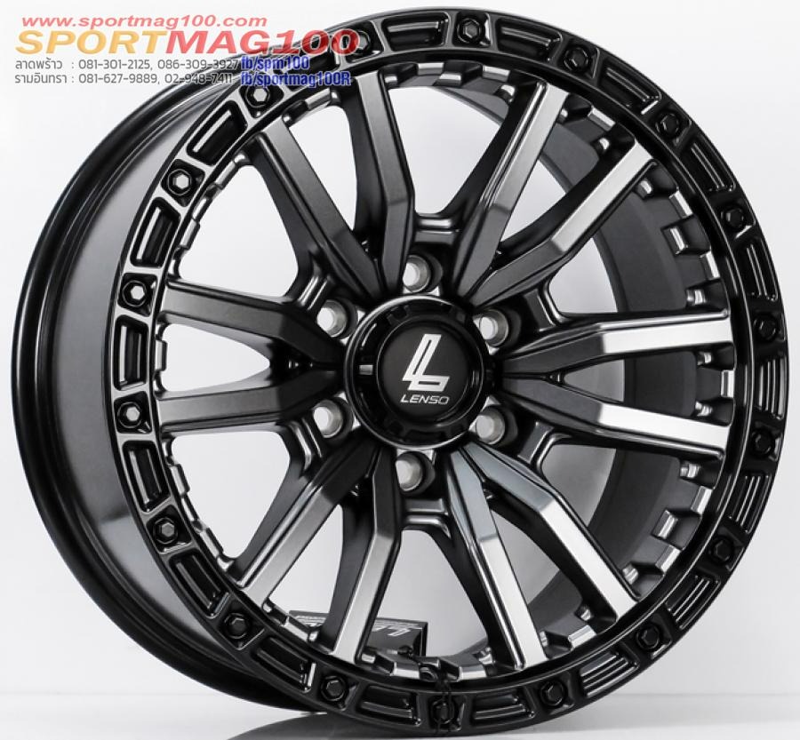 ล้อแม็ก Lenso Mx Valor ขอบ 17 กว้าง 9นิ้ว 6รู139 Offset12 สีเทาขอบดำ