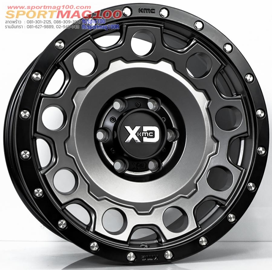 ล้อแม็ก KMC XD129 ขอบ 18 กว้าง 9นิ้ว 6รู139.7 Offset18 สีเทาด้านขอบดำหมุดรอบ