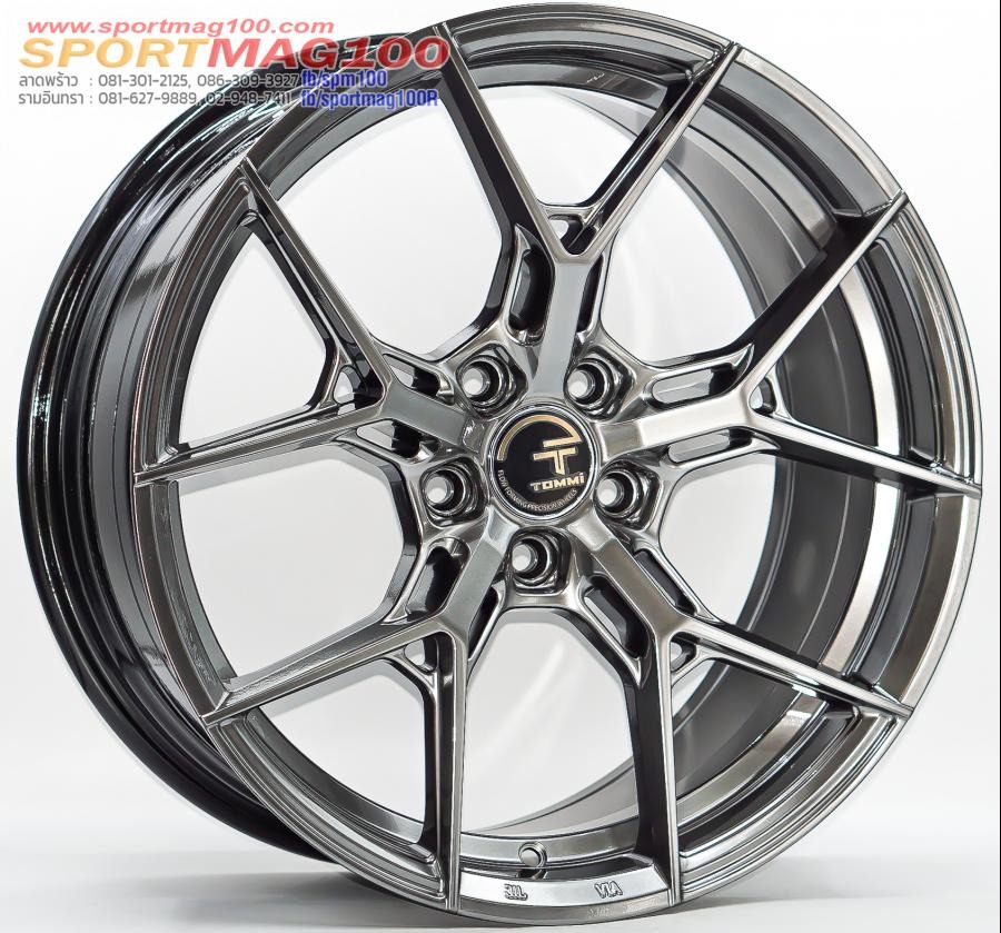 ล้อแม็ก TOMMI P101 FlowForming ขอบ 18 กว้าง 8นิ้ว 5รู108 Offset35 สีไฮเปอร์แบล็ค