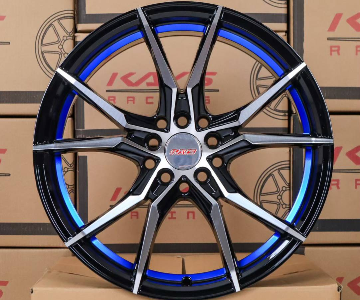 ล้อแม็ก Everest 5รู100/114 ET40 ดำเงาคัตน้ำเงิน กว้าง7.5 ขอบ17นิ้ว 