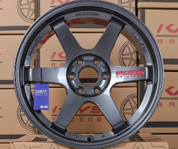 ล้อแม็ก TE37 ก้านตรง 6รู114.3 ET20 สีกันเมทาลิกหยอดแดง กว้าง8.5-18นิ้ว(นาวาร่า) 