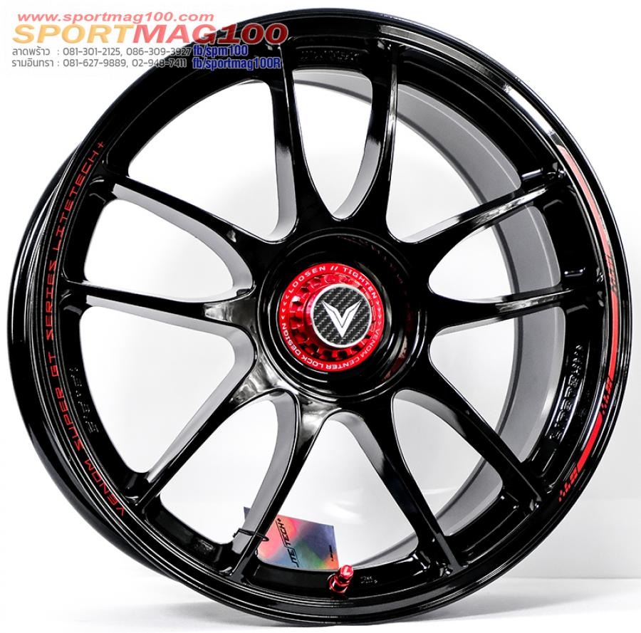 ล้อแม็ก Lenso VNK Venom Litetech+ FlowForming ขอบ18นิ้ว กว้าง 8.5นิ้ว 5รู114.3 Offset35 สีดำเงาPadRed