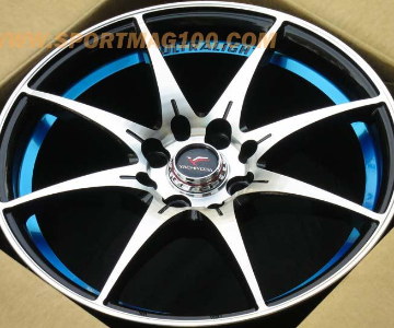 ล้อแม็ก Yachiyoda LW01 4รู100/114 ET40 ดำเงาคัตน้ำเงิน กว้าง7 ขอบ16นิ้ว